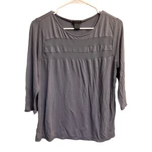 Ann Taylor 3/4 Length Sleeve Lightweight Front Mesh Blue Gray Blouse Size Large